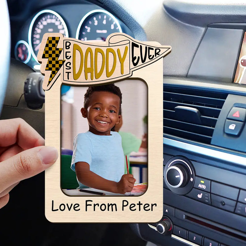 Custom Photo Best Dad Ever - Personalized Custom Shaped Car Visor Clip