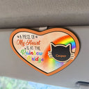 Pet Memorial A Piece Of My Heart Is At The Rainbow Bridge - Personalized Custom Shaped Car Visor Clip