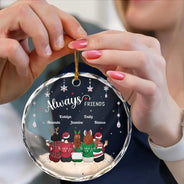 Gift For Bestie, Gift For Sisters - Always Besties - Personalized Circle Glass Ornament