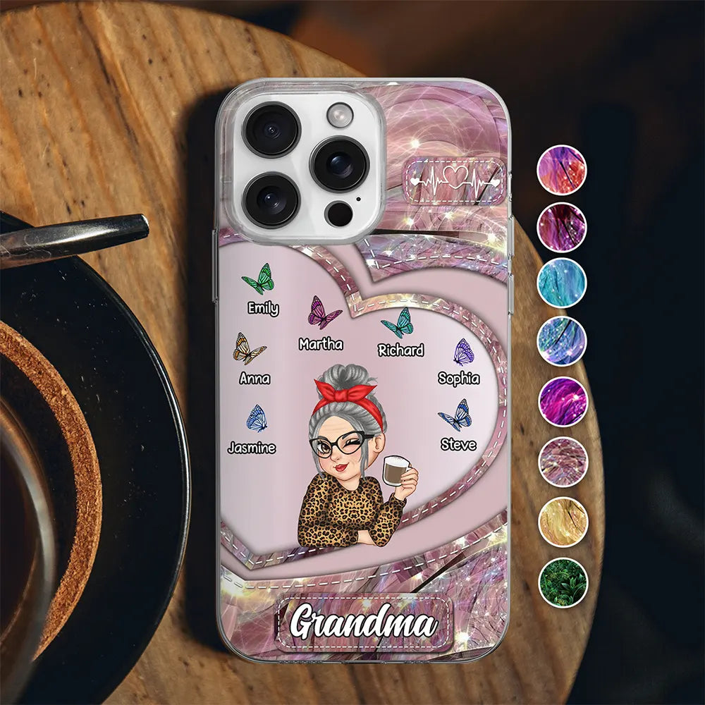 Sparkling Colorful Grandma Mom - Personalized Clear Phone Case