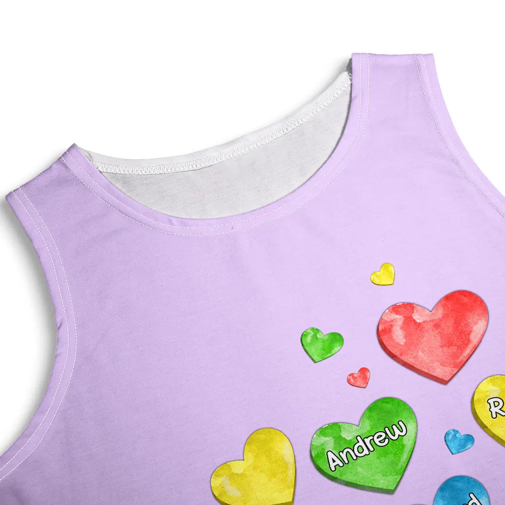 Colorful Flower Heart Grandma - Personalized Sleeveless Tank Dress