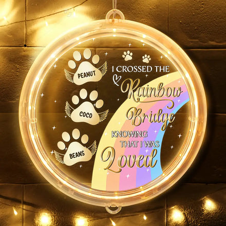 I Crossed The Rainbow Bridge Memorial Pet - Personalized LED Pendant Light