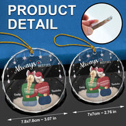 Gift For Bestie, Gift For Sisters - Always Besties Old Friends - Personalized Circle Glass Ornament