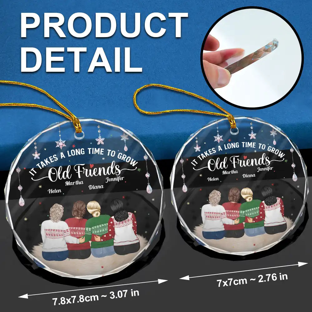 Gift For Bestie - Grow An Old Friends - Personalized Circle Glass Ornament