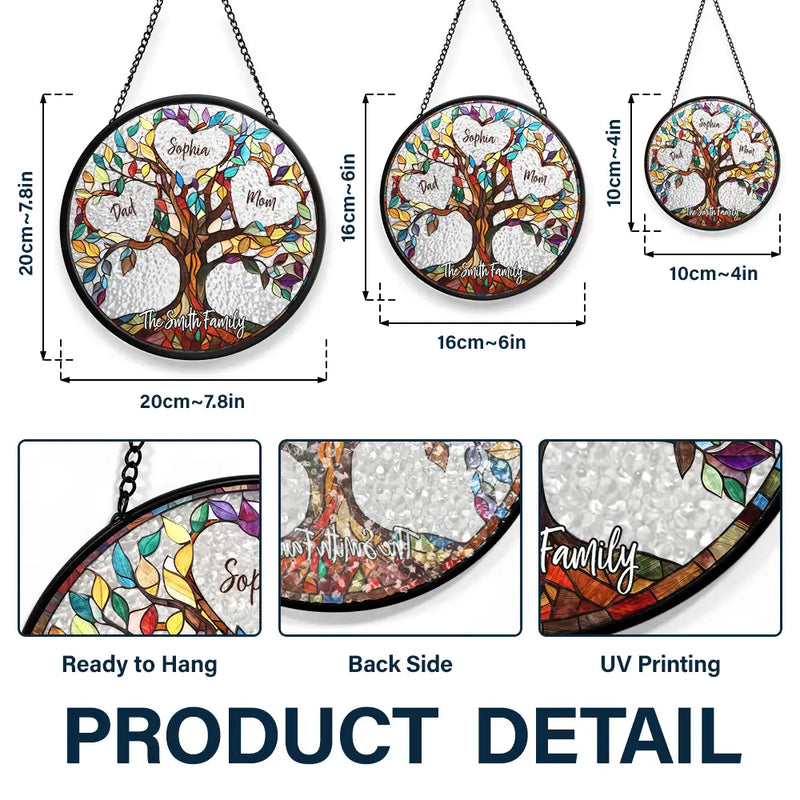 Mom’s Family Tree of Love - Personalized Stained Glass Window Hanging Suncatcher