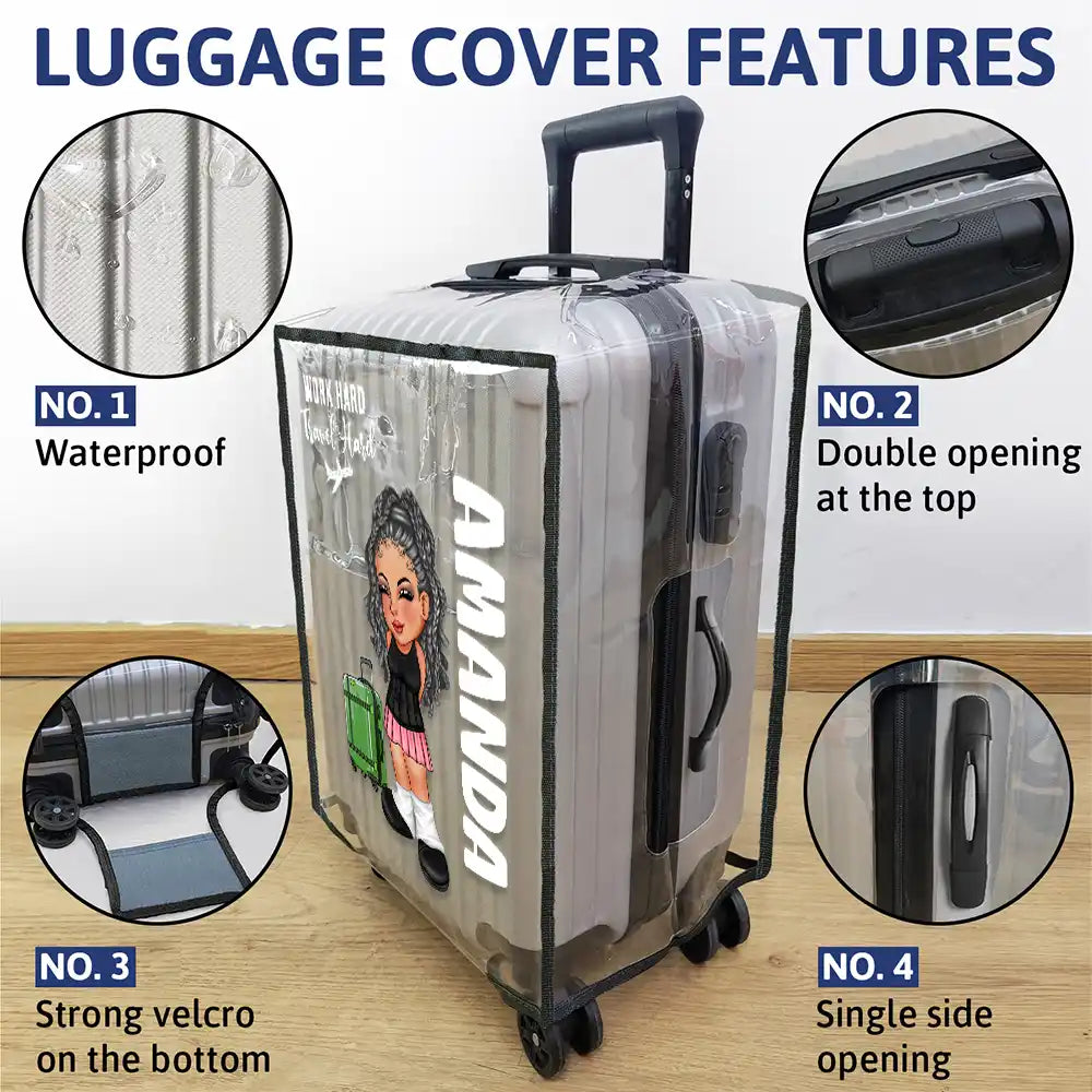 Travel, Gift For Yourself, Gift For Women, Gift For Men - Collect Moments Not Things Travel Lover Y2K - Personalized Clear Luggage Cover