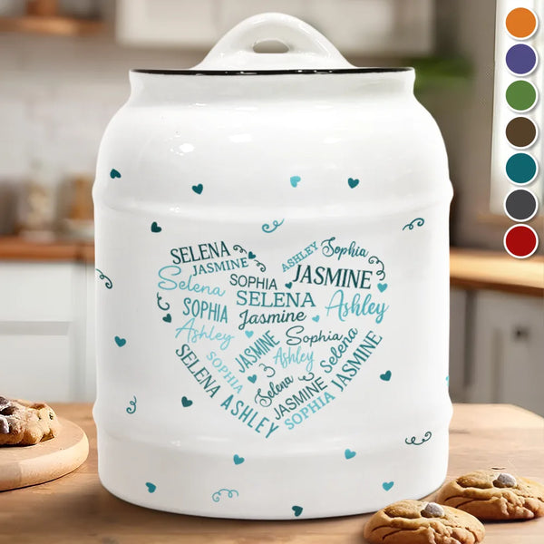 Family Kid Names Sweetheart - Personalized Cookie Jar
