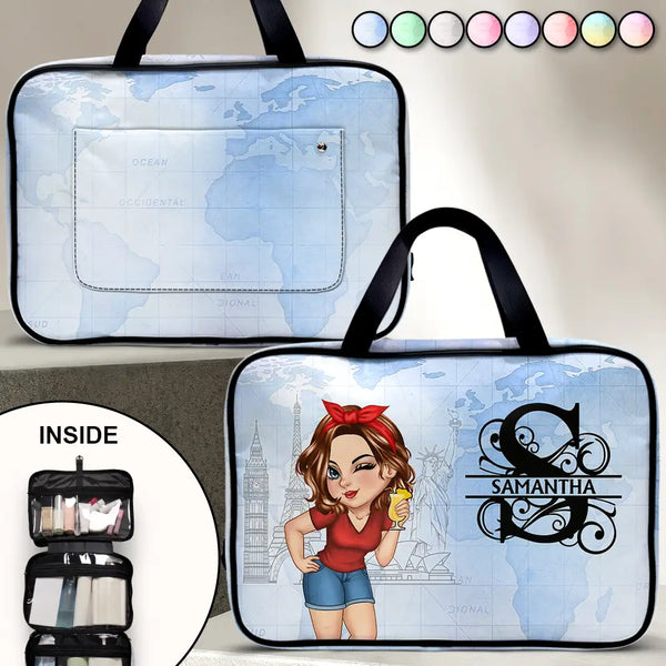 Travel,Gift For Yourself,Gift For Women,Happy - Monogram Travel Lover - Personalized Toiletry Bag