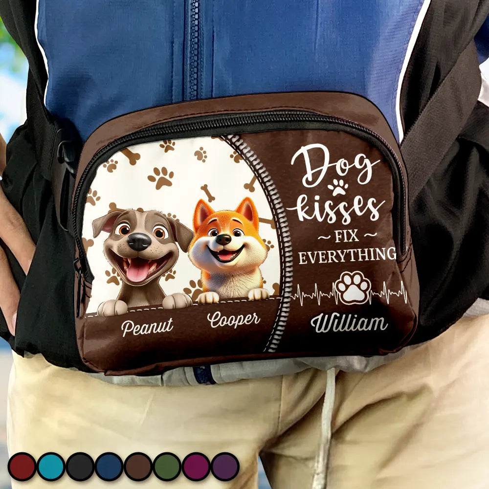 Dog Kisses Fix Everything - Personalized Crossbody Belt Bag