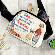 Travel, Gift For Yourself, Gift For Women, Dog Lovers, Dog Mom, Dog Dad, Gift For Men, Happy - Just A Girl Boy Who Loves Dogs & Traveling - Personalized Crossbody Belt Bag