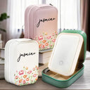 Gift For Yourself,Gift For Women,Happy,Gift For Men - Birth Month Flower Watercolor Blooming In Love - Personalized Makeup Box With LED Mirror