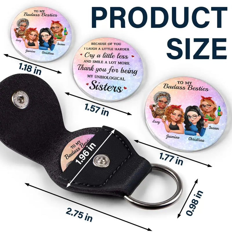 Gift For Bestie,Gift For Women,Happy - 3D Effect Bestie Thank You For Being My Unbiological Sister - Personalized Leather Pocket Hug