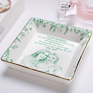 Gift For Daughter,Gift For Women,Happy,Gift For Grandkids,Photo - Pencil Sketch - Custom Photo Pencil Sketch My Daughter Granddaughter Forever - Personalized Ring Dish
