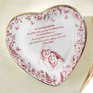 Gift For Daughter,Gift For Women,Happy,Gift For Grandkids,Photo - Pencil Sketch - Custom Photo Pencil Sketch My Daughter Granddaughter Forever - Personalized Ring Dish