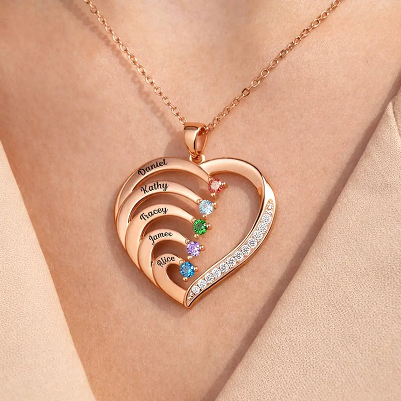 Gift For Women,Gift For Mother,Love,Happy,Gift For Wife,Gift For Couples,Gift For Girlfriend - Custom Birth Month Anniversary Mom Wife - Personalized Birthstone Heart Necklace