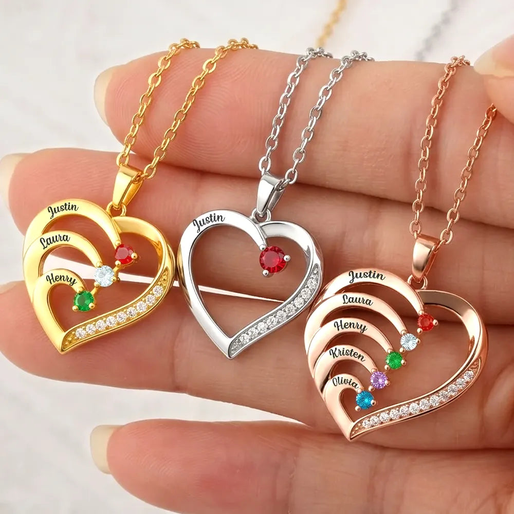 Gift For Women,Gift For Mother,Love,Happy,Gift For Wife,Gift For Couples,Gift For Girlfriend - Custom Birth Month Anniversary Mom Wife - Personalized Birthstone Heart Necklace