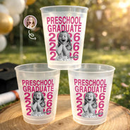 Graduation,Happy,Gift For Kids,Gift For Grandkids,Photo,Proud - Custom Photo Kindergarten Preschool Graduate - Personalized Frosted Cups