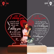 Family Husband And Wife I Choose You - Gift For Couples - Personalized Custom 3D Led Light Wooden Base
