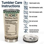 Teacher Nutrition Facts - Gift For Teacher - Personalized Tumbler