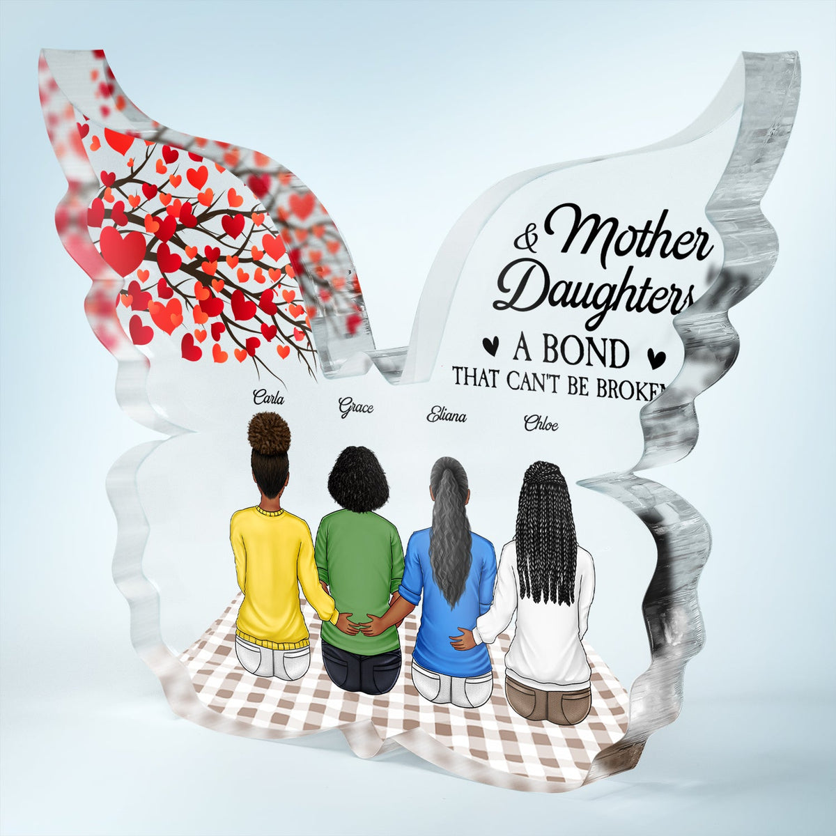 Mother And Daughter Forever Linked Together - Gift For Mother - Personalized Butterfly Shaped Acrylic Plaque
