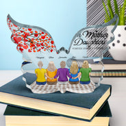 Mother And Daughter Forever Linked Together - Gift For Mother - Personalized Butterfly Shaped Acrylic Plaque