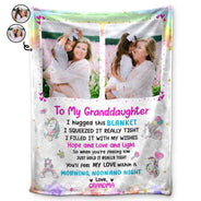 Custom Photo Grandma Mother Hugged This Soft Blanket - Gift For Granddaughter, Grandson, Kids - Personalized Fleece Blanket