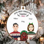 Our First Christmas Together - Christmas Gift For Dog Lovers - Personalized Custom Shaped Wooden Ornament