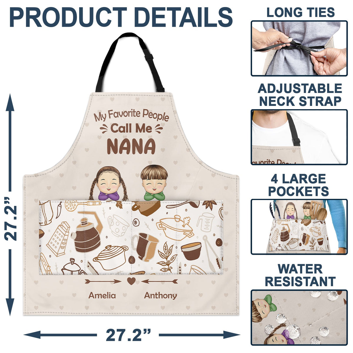My Favorite People Call Me Mom Grandma - Birthday, Loving Gift For Mother, Grandmother - Personalized Apron