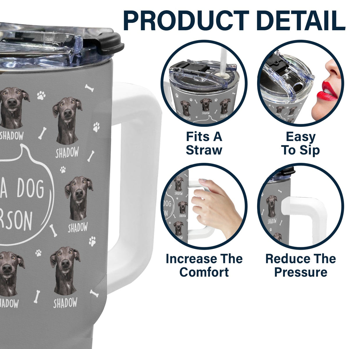 Custom Photo I'm A Dog Person - Gift For Dog Mom, Dog Dad, Dog Lovers - Personalized 40oz Tumbler With Straw