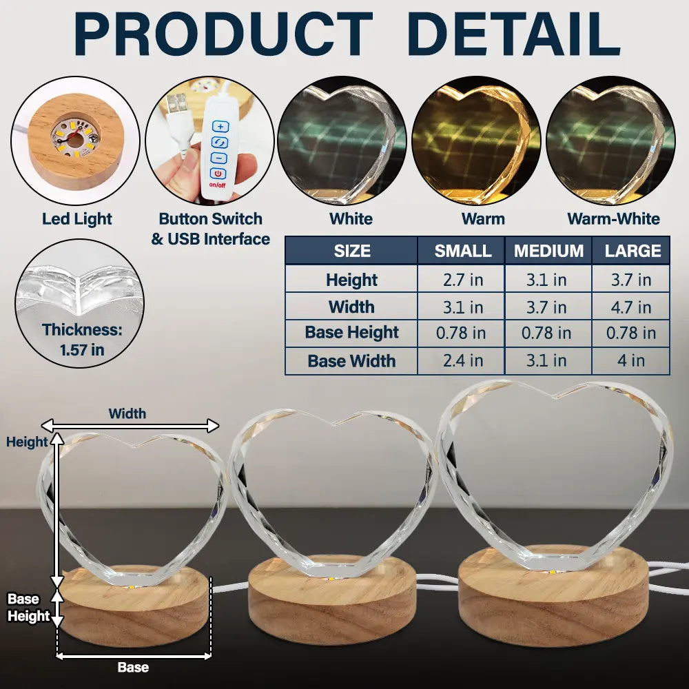 Memorial, Family, Parents, Gift For Grandparents, Gift For Sibling, Sad - Custom Photo When You Miss Me Have No Fear Memorial - Personalized Crystal Heart Shaped Lamp