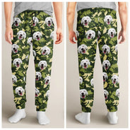 Pet Lovers, Cat Lovers, Dog Lovers, Parents, Family - Custom Photo Face Funny Pattern Dog Cat Family - Personalized Pajama Pants