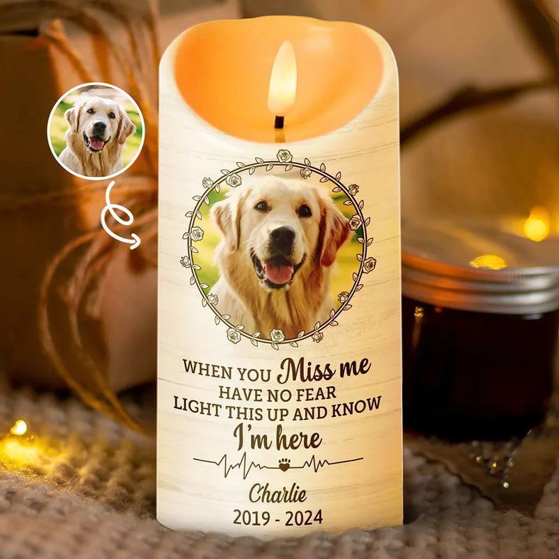 Christmas,Memorial,Sad,Family - Custom Photo Light This Up And Know I'm Here - Personalized Flameless LED Candle