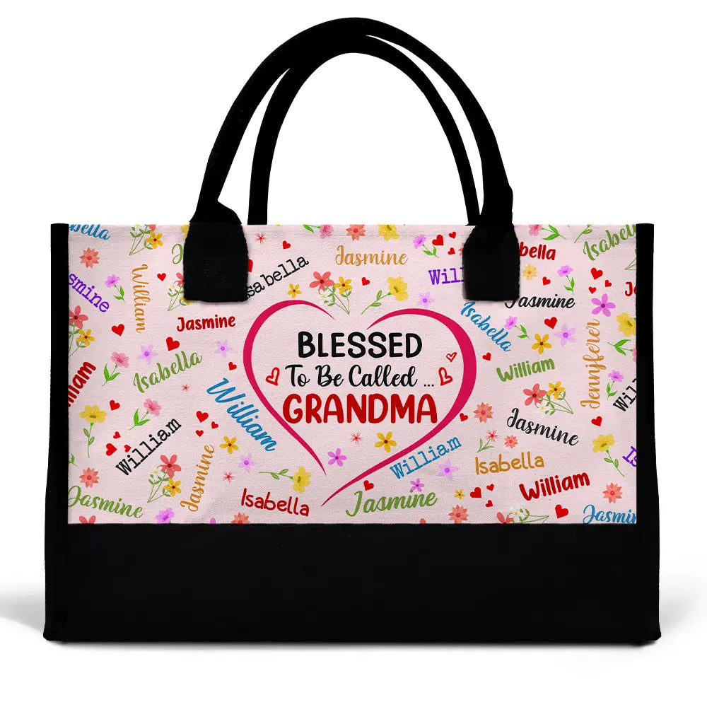 Gift For Grandma, Gift For Mother - Text Pattern Bless To Be Called Grandma Nana Mom - Personalized Canvas Tote Bag