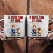 Gift For Women, Gift For Yourself, Dog Lovers, Dog Mom, Pet Lovers, Gift For Wife, Pet Mom, Gift For Mother, Happy - A Bond That Can't Be Broken Dog Mom Dog Dad - Personalized Marble Mug