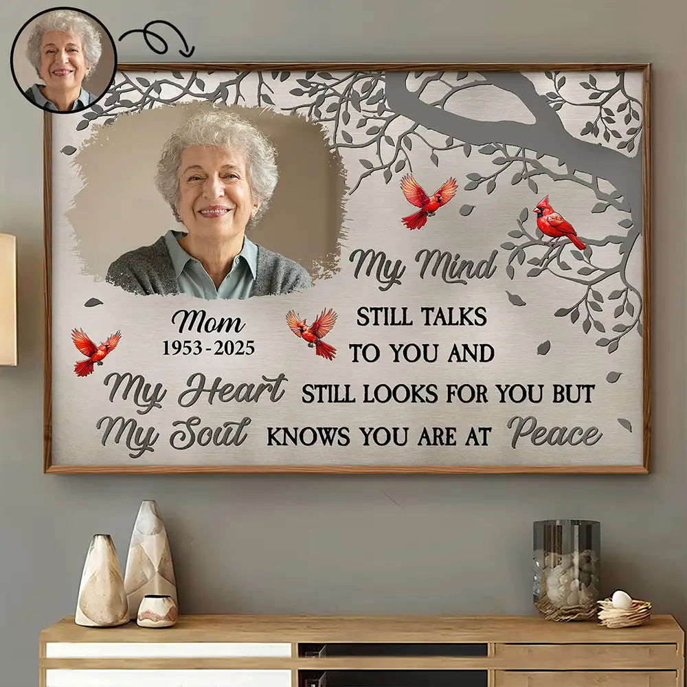 Memorial,Family,Sad,Parents,Gift For Grandparents,Gift For Sibling - Custom Photo Memorial My Mind Still Talks To You - Personalized Poster