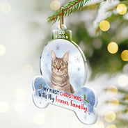 Dog Lovers,Dog Mom,Dog Dad,Christmas,Happy - Custom Photo First Christmas With My Forever Family - Personalized Custom Shaped Acrylic Ornament