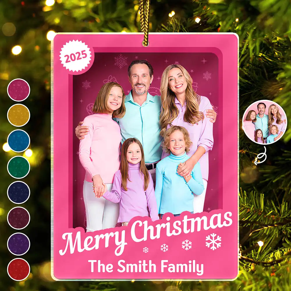Custom Photo Christmas Sitting Family Toy Box - Personalized Custom Shaped Acrylic Ornament