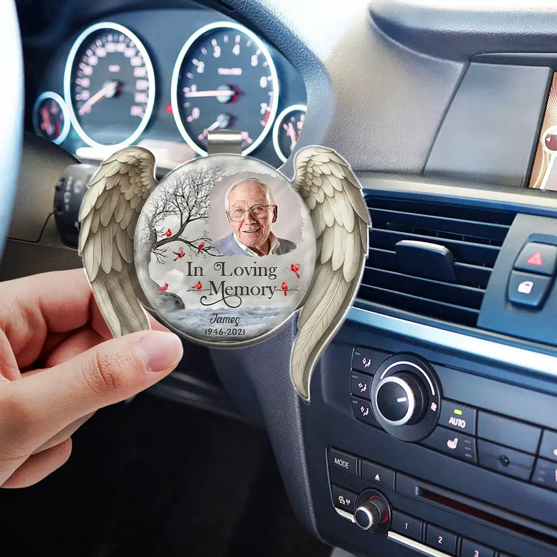 Memorial,Family,Parents,Gift For Grandparents,Sad,Custom Photo - Custom Photo I'm Always With You Angel Wings - Personalized Custom Shaped Acrylic Car Visor Clip