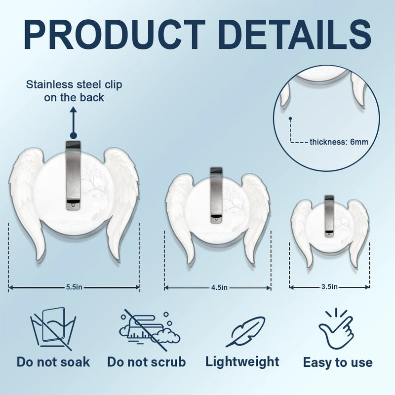 Memorial,Family,Parents,Gift For Grandparents,Sad,Custom Photo - Custom Photo I'm Always With You Angel Wings - Personalized Custom Shaped Acrylic Car Visor Clip