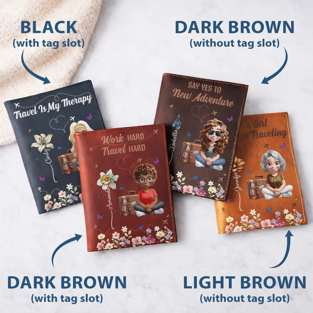 Gift For Yourself,Gift For Women,Gift For Men,Happy,Travel - Just A Girl Who Loves Traveling Birth Flower - Personalized Leather Passport Holder