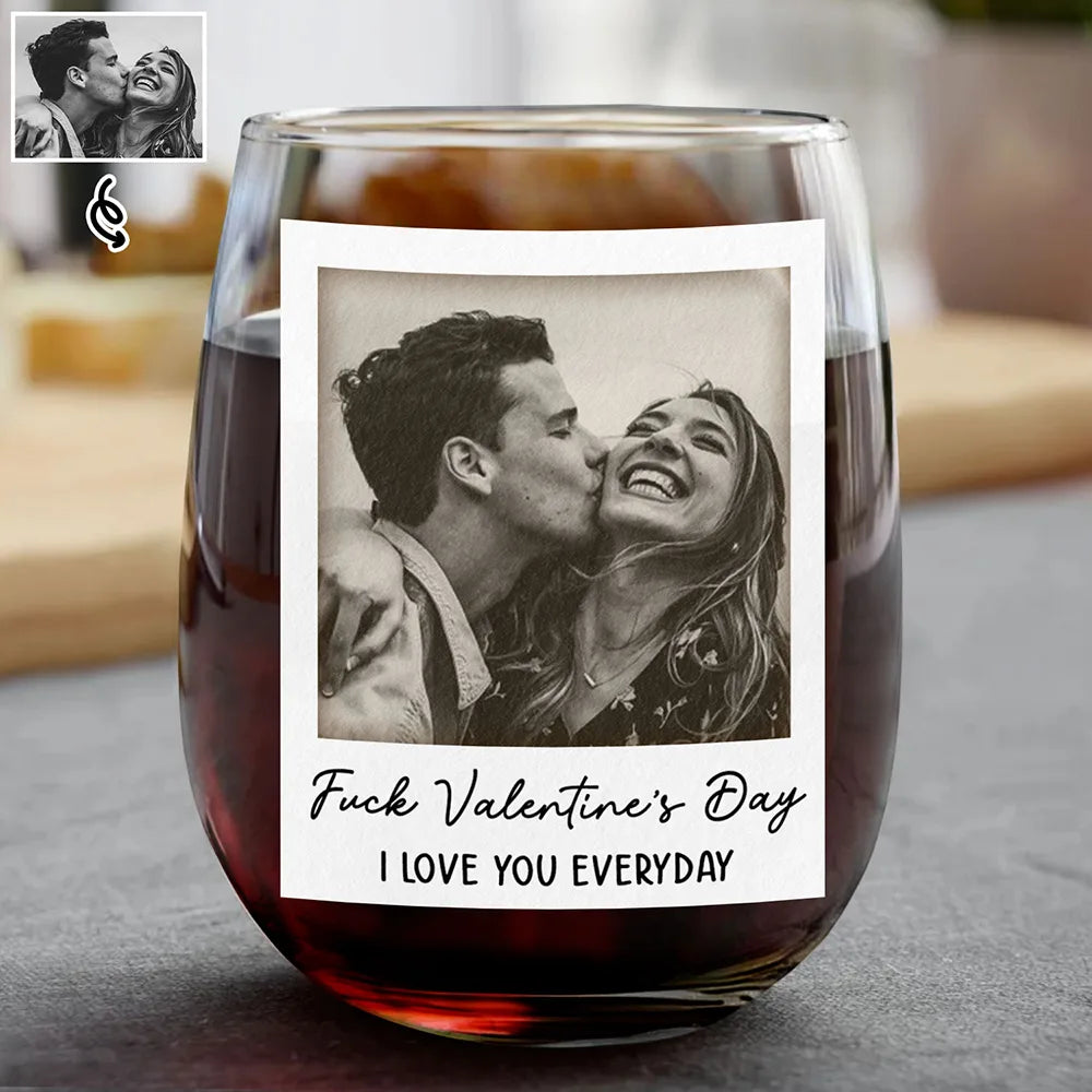 Custom Photo I'm Yours No Returns Or Refunds - Personalized Stemless Wine Glass