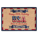 Family,Parents,Gift For Grandparents,Happy - Stars And Stripes Happy USA 250Th Birthday Embroidery Effect - Personalized Doormat