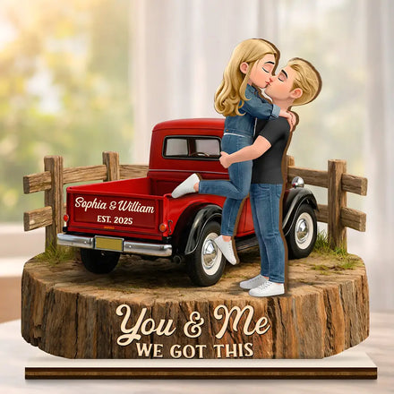 Flannel Standing Couple You And Me We Got This - Personalized Custom Shaped Wooden Plaque