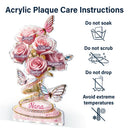 Gift For Grandma,Gift For Mother,Love,Happy - Handpicked Just For Mom Grandma 3D Crystal Effect Roses - Personalized Custom Shaped Acrylic Plaque