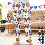 Pet Lovers,Pet Mom,Pet Dad,Dog Lovers,Dog Mom,Dog Dad,Cat Lovers,Cat Mom,Cat Dad,Happy,Photo,Icon - Custom Photo US Flag Best Pet Mom Dad Ever - Personalized Pajama Pants