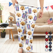 Pet Lovers,Pet Mom,Pet Dad,Dog Lovers,Dog Mom,Dog Dad,Cat Lovers,Cat Mom,Cat Dad,Happy,Photo,Icon - Custom Photo US Flag Best Pet Mom Dad Ever - Personalized Pajama Pants