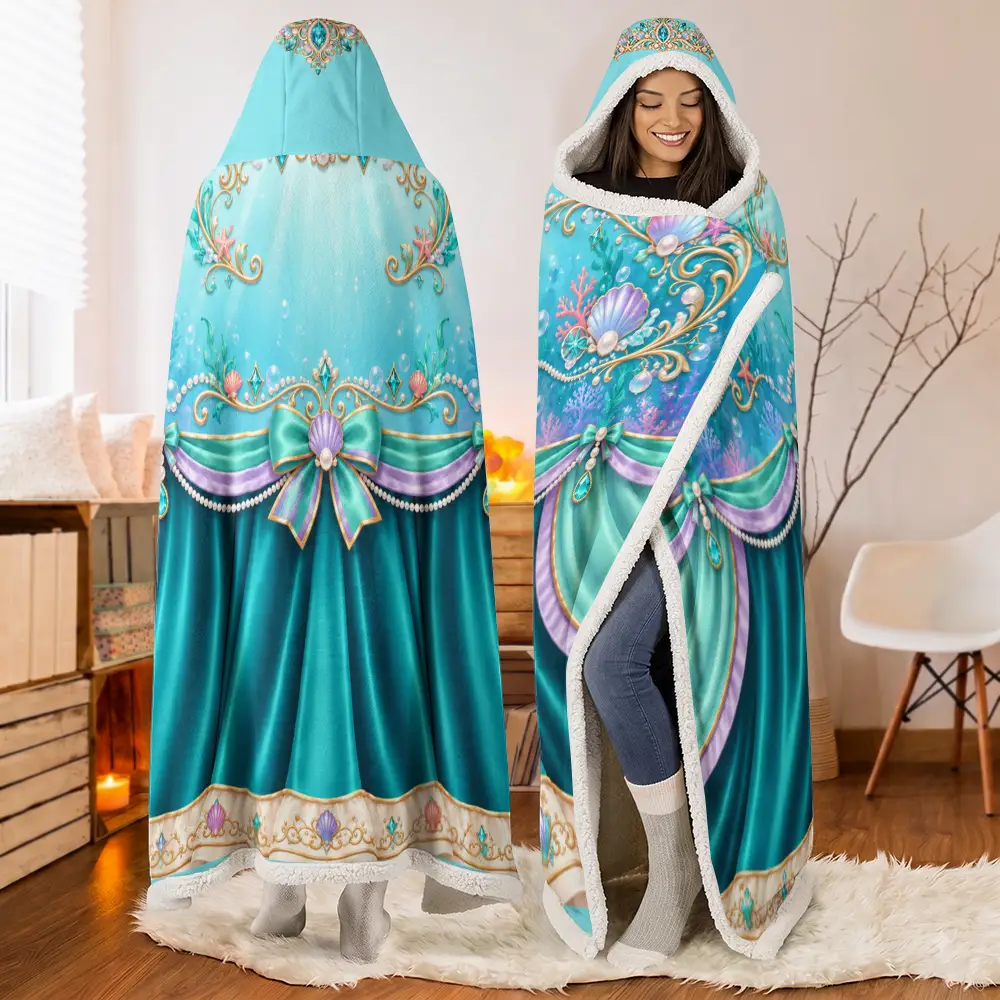 Adorable,Christmas,Gift For Women,Gift For Yourself,Gifts For Her,Icon - Gift For Her Daughter Friends - Personalized Princess Gown Wearable Hooded Blanket