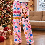 Christmas,Gift For Women,Gift For Yourself,Gifts For Her,Happy,Knitting,Vector - Gift For Crocheter Knitter Mom Grandma - Personalized Just A Girl Who Loves Yarn Pajama Pants