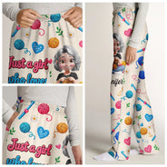 Christmas,Gift For Women,Gift For Yourself,Gifts For Her,Happy,Knitting,Vector - Gift For Crocheter Knitter Mom Grandma - Personalized Just A Girl Who Loves Yarn Pajama Pants