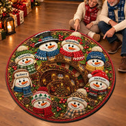 Christmas,Family,Grandparents,Happy,Icon - Christmas Decor For Grandparents - Personalized Snowman Wreath Rug